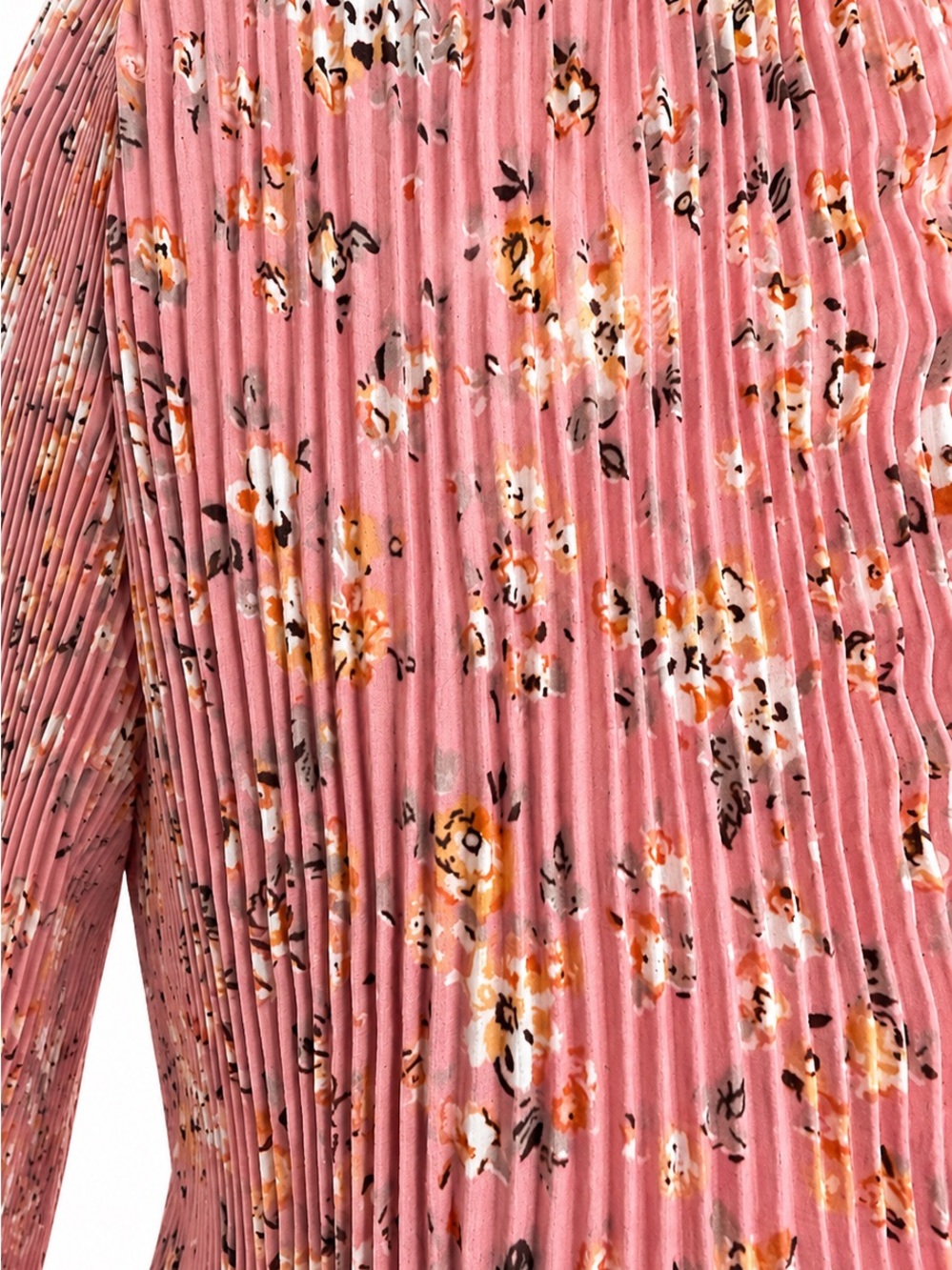 Pink Floral Pleated Peplum Blouse Romantic Boho Long Sleeve Top XL - Picture 5 of 8